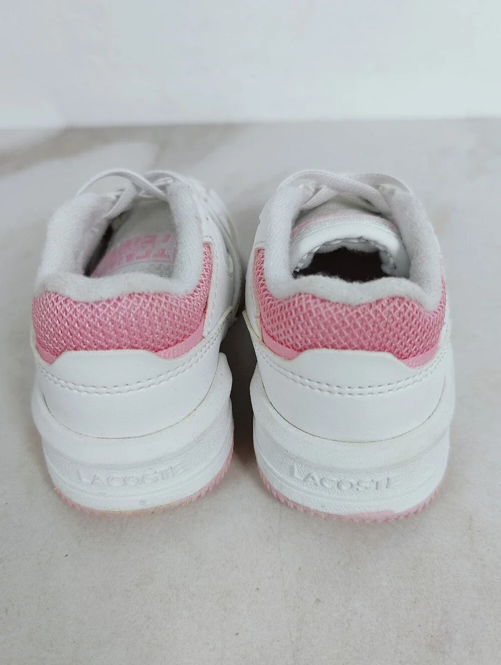 Lacoste Infant Baby Lineshot Sneakers Tennis Shoes Pink White, Sz 5